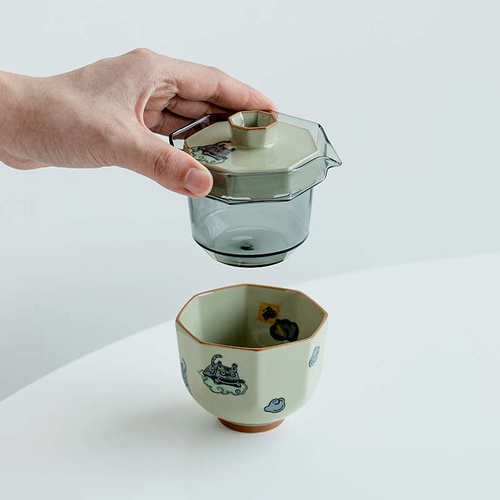 茶具茶具玻璃式泡茶如虎添翼旅行一杯便捷一壶套装快杯户外八角客