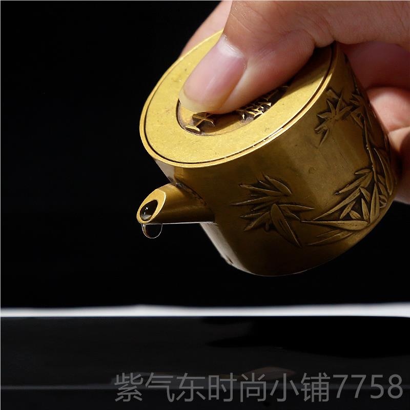 高档赋比 兴黄铜砚滴 仿古天启通宝砚水滴水盂台 文房四宝书法国