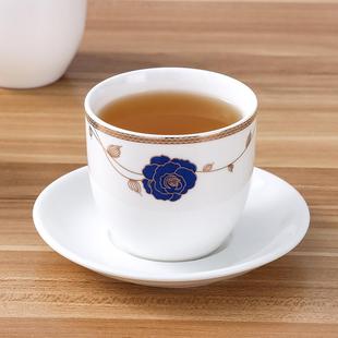 陶瓷商用茶杯酒店摆台描金杯子早茶楼杯子餐厅饭店家用口杯 5个装