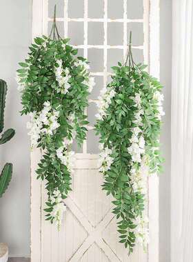 婚庆吊顶装饰仿真130cm3叉8头灯笼花壁挂商场橱窗布置仿真紫藤花