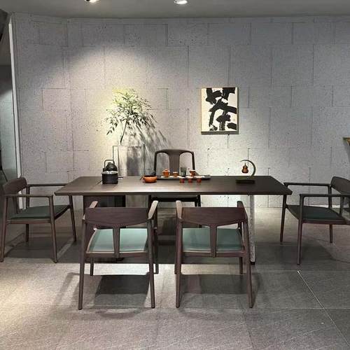 新中式茶桌椅组合实木轻奢茶室功夫泡茶台简约客厅压克力会客茶桌