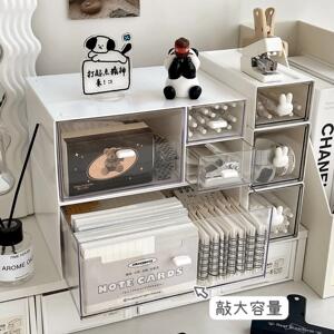 桌面收纳盒家用宿舍抽屉式化妆品置物架桌上多层防尘压克力整理盒