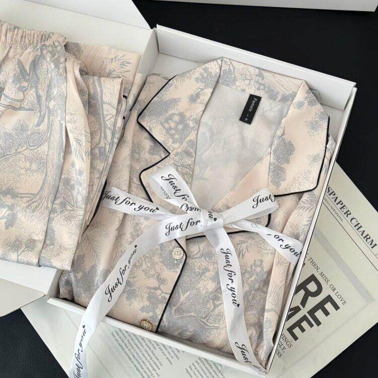 【奢华水墨】春秋新桑蚕丝睡衣女真丝高级感气质轻奢家居服送闺蜜