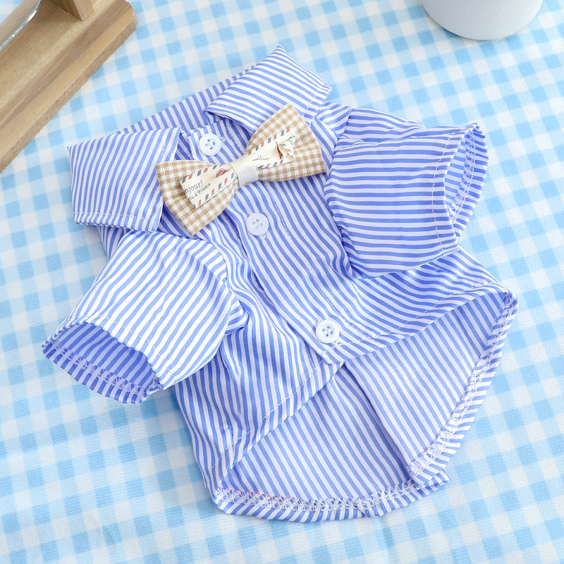 柯基法宠物领结条纹衬衫衣服雨衣