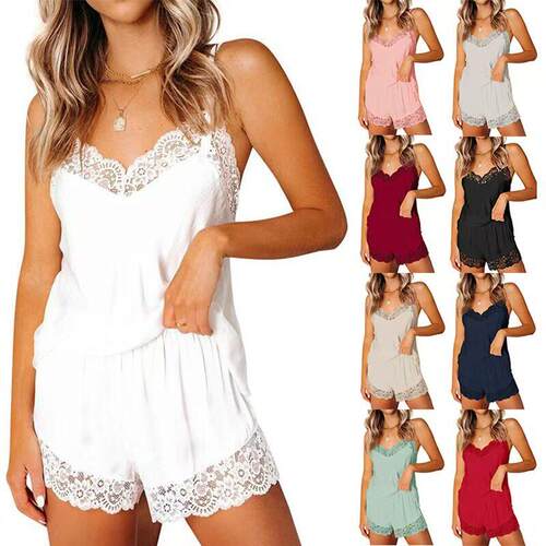 Satin Pajama Set for Women 2 Piece Silky Lingerie Sleepwear