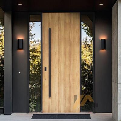 无品牌/铸铝别墅自大子门双开门户门玻璃门木纹母入农村建房进户