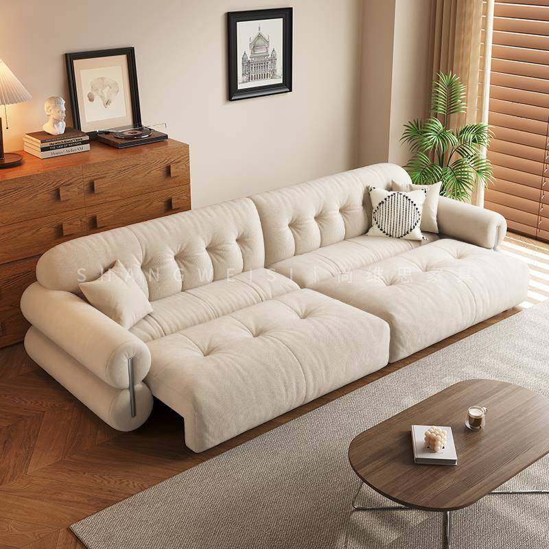 奶油风黑糖云朵多功能电动布艺沙发床小户型覆古零靠墙伸缩沙发,住宅家具,功能沙发,淘宝优惠券,粉丝福利购,淘宝优惠卷