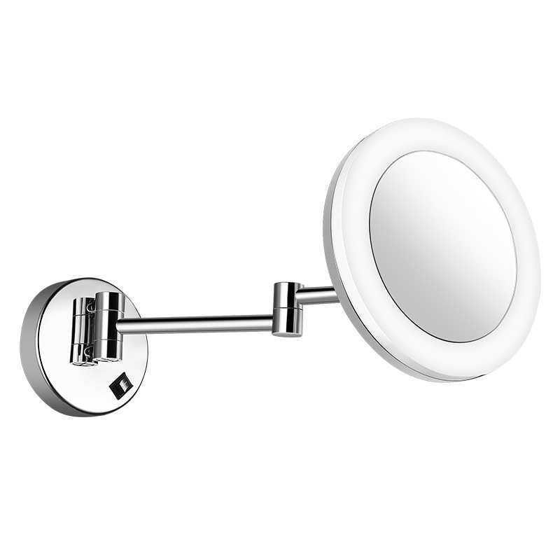 化妆镜LED灯壁挂美容带灯补光镜折叠伸缩灯镜3倍5倍放大镜子外贸