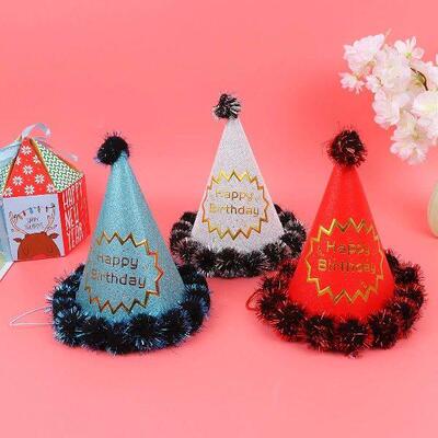 4Pcs Glitter Birthday Hat Party Hats Pearlescent Photo