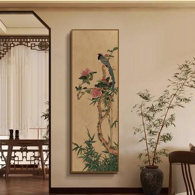 宋式美学喜上眉梢挂画禅意入户玄关装饰画中古风国画茶台书房壁画