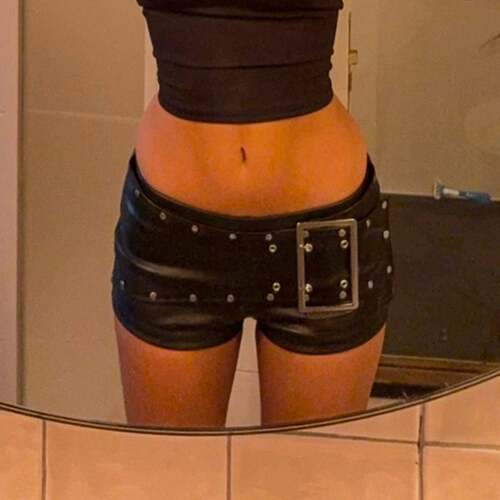 Sexy Low-Rise Fitted Fashion Shorts with Metal Ring Belt.