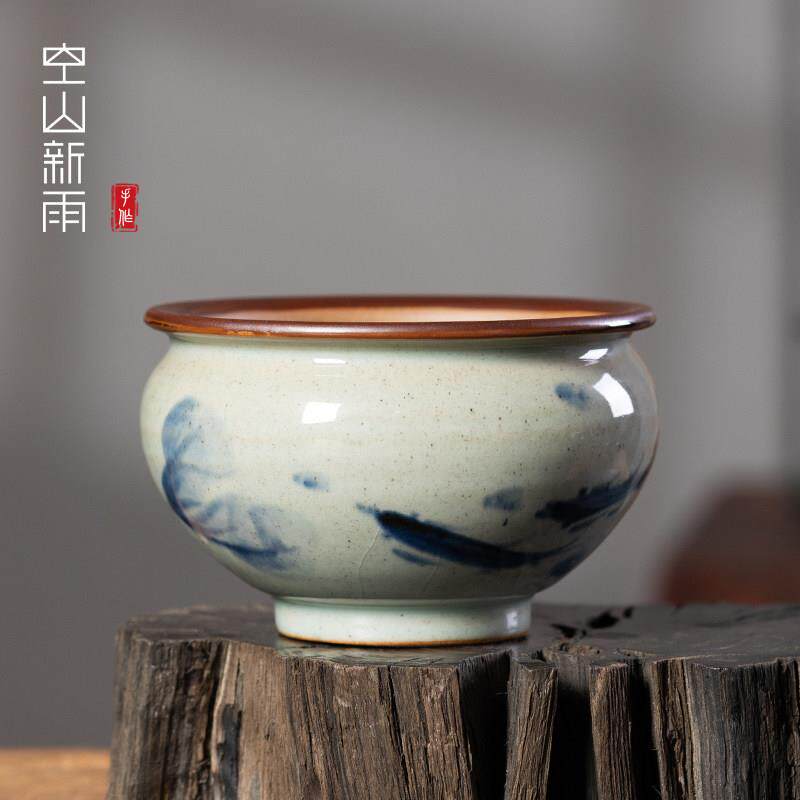 茶洗大号特大家用笔洗青花瓷陶瓷功夫茶具配件洗茶道零配水盂水洗
