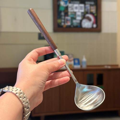 溥畔年 胡桃木小汤勺！304不锈钢分餐勺覆古饭厅小火锅公用勺粥勺