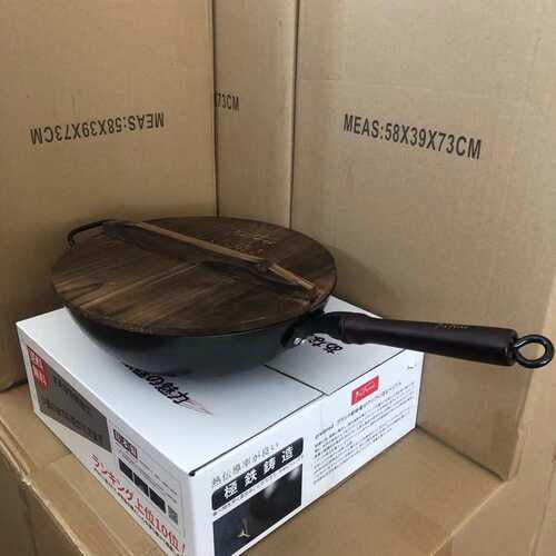 南部极铁锅极铁铁锅32cm炒锅无涂层物理不粘老式锅平底炒菜锅