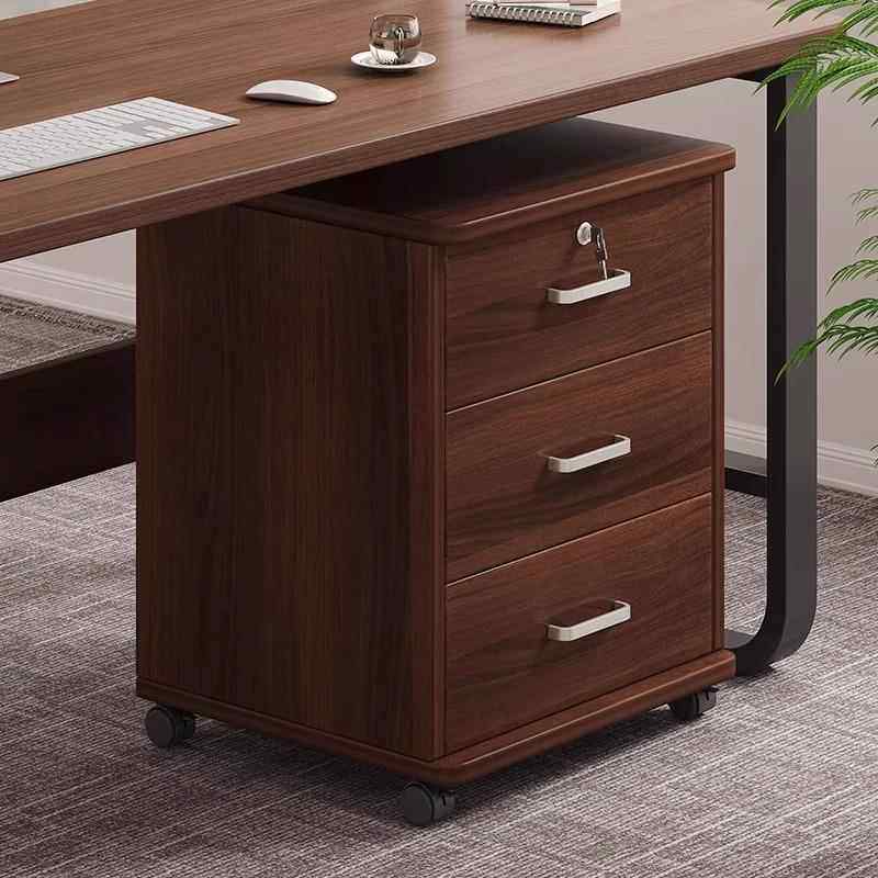 文件柜办公室木质带锁小柜子移动收纳柜抽屉柜带轮桌下收纳柜矮柜
