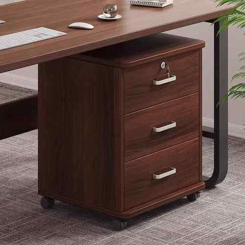 文件柜办公室木质带锁小柜子移动收纳柜抽屉柜带轮桌下收纳柜矮柜