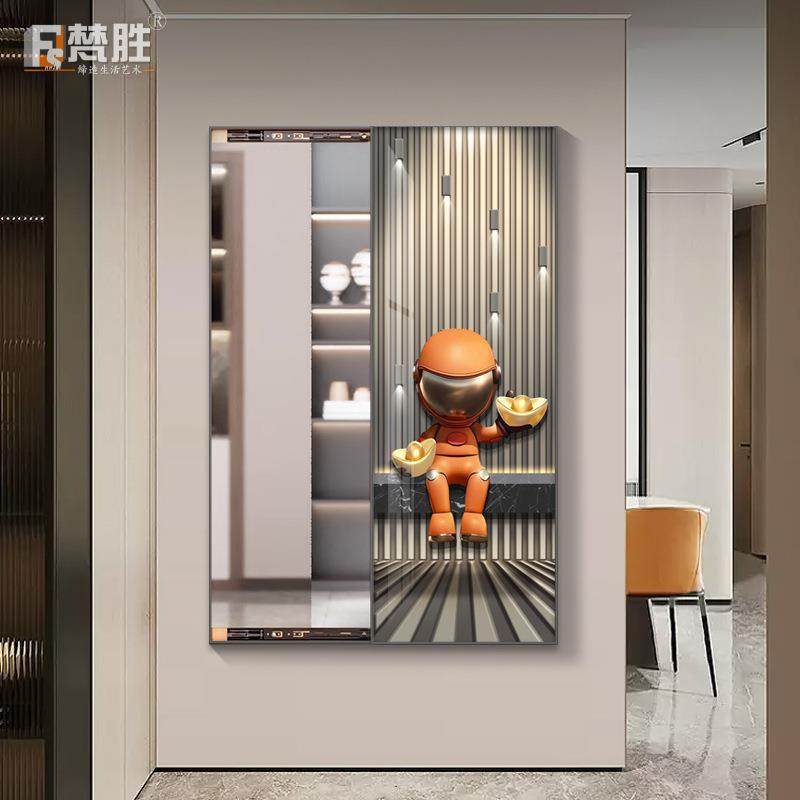 现代简约装饰画挂钟玄关装饰画钟表客厅走廊过道墙画挂钟网红钟