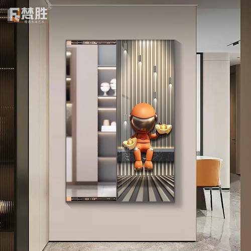 现代简约装饰画挂钟玄关装饰画钟表客厅走廊过道墙画挂钟网红钟