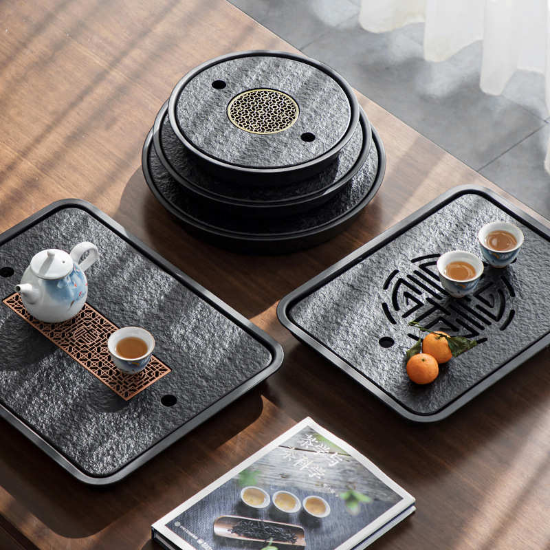 茶具现代干轻奢家用茶85n0fe9新款台2021石托盘茶盘泡小型乌金小