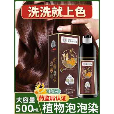 俏能泡泡染发剂膏女植物天然无刺激纯自己在家洗植萃染发水栗棕色