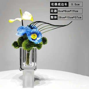 客厅洽谈设奢客厅仿真茶几现代桌插花水晶售楼部样板房花艺摆件轻