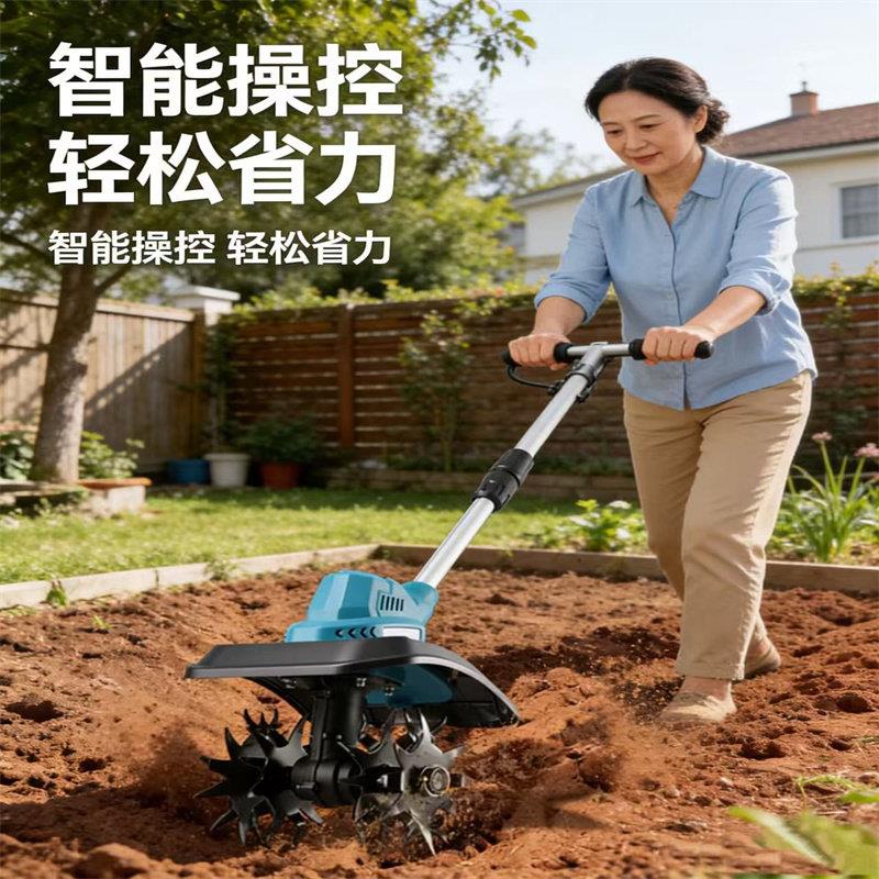 挖土机农用锂电小型耕耘机电动可折叠旋耕机小型家用电动挖土锄头
