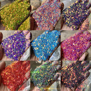 金葱粉闪粉 混合金光亮片美甲皮革diy材料偏光变色龙大亮片 新款