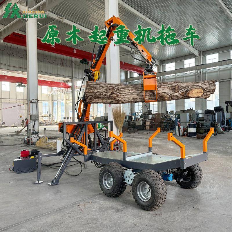 原木吊装机木头夹杰睿PTO款抓木拖车随车 吊伸缩式汽油木材起重机
