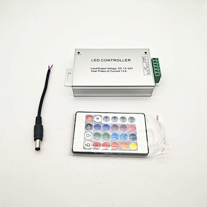 LED灯带5050 3528RGB铝壳控制器红外24/44键RF七彩灯条声控控制器