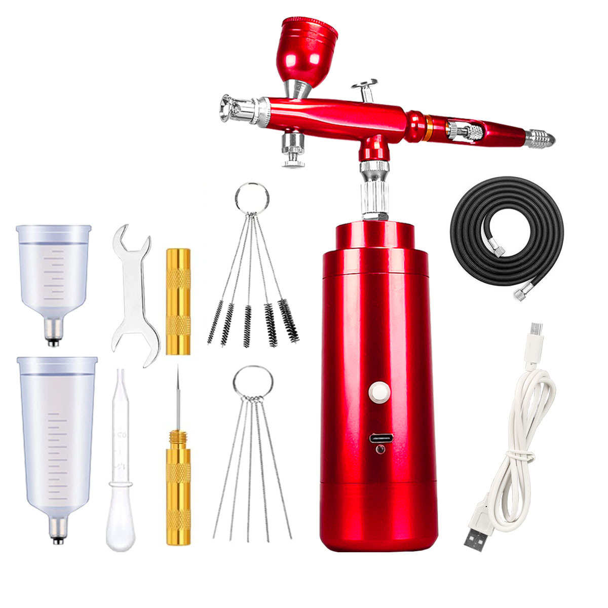 带管手持充电气泵喷笔套装自动启停电动喷漆枪双作用两用上色喷笔