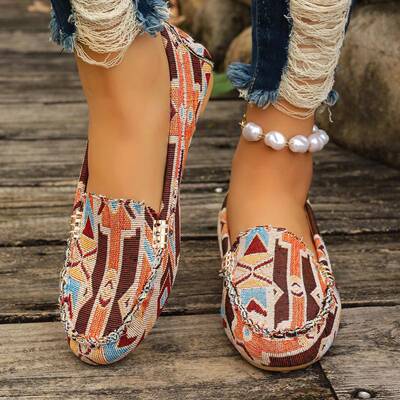 Women's Fashion Leopard Print Slip on Flat Shoes  Slip On
