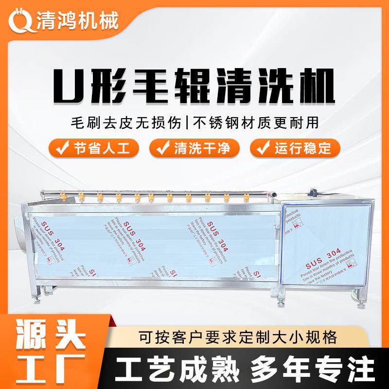 学校食堂土豆清洗去皮机中药材黄精毛辊清洗机红薯软毛去泥机