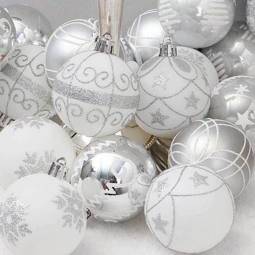 christmas decorations 6 cm24 a silver ball package e to