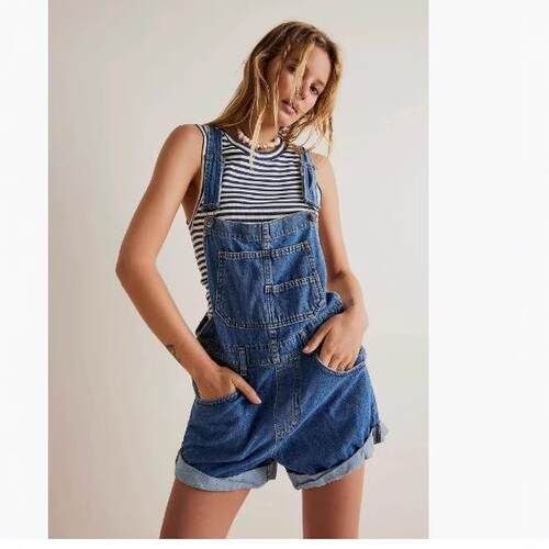 Women'S Denim Shortalls 2026 Loose Fit Sleeveless Adjustable