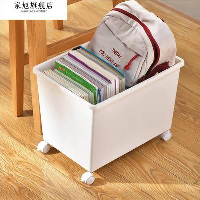 桌下学生放书包收纳盒滑轮带轮书本箱可移动推车书桌神器置物架筐