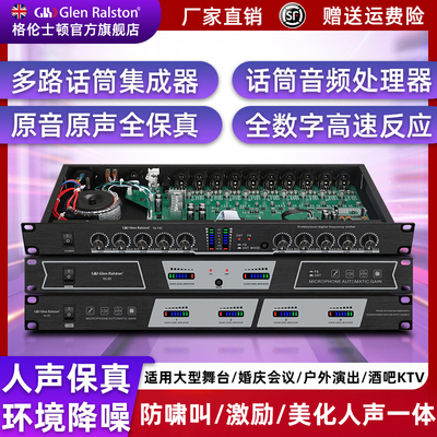 格伦士顿话筒防啸叫反馈抑制器带人声激励专业会议发言音频处理器