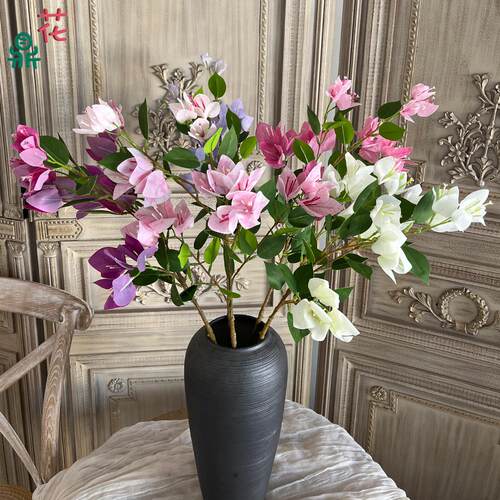 小枝三角梅 三角梅花串 婚礼吊顶花排装饰绢花 室内树木造景假花