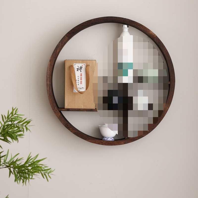 梅花博古架实木式墙壁挂式多宝茶阁中挂面墙简约梅花壶架子仿古置