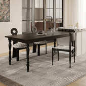 诚宏法式 复古实木餐桌定制客厅长方形书桌家用小户型吃饭桌子定做