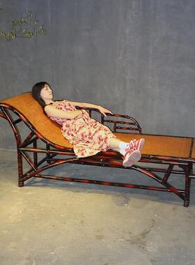 竹柒阁筇竹家具中式贵妃椅美人榻卧室客厅休闲太妃躺椅阳台沙发床
