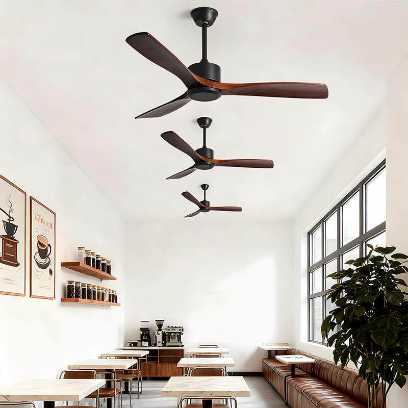 静音吊扇大风力办公室黑色风扇吊挂式中古风餐厅客厅家用无灯电扇