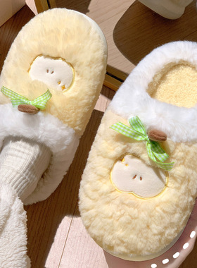 爱棉拖鞋女款2025新款秋冬季月子室内家居情侣毛绒拖鞋男士冬天