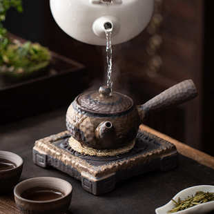 仿古汉砖茶承壶承 迷你小茶台单人干泡盘 日式 家用陶瓷茶盘储水式