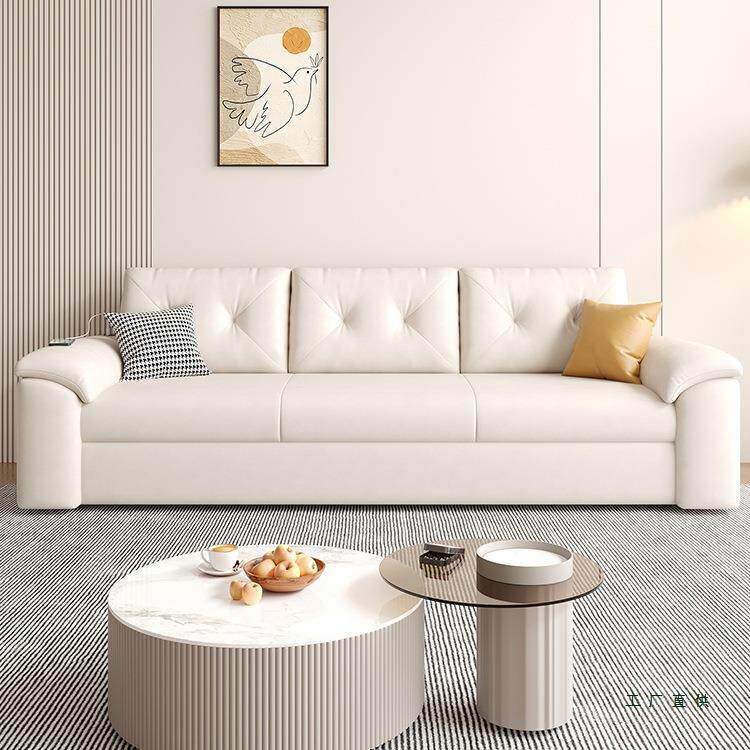 网红款猫抓皮沙发床小户型奶油风多功能折叠两用直排双人2025新款