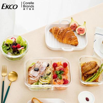 WBZ7分隔玻璃饭盒微波炉加热专用保鲜盒便当盒两格密封餐盒三分格