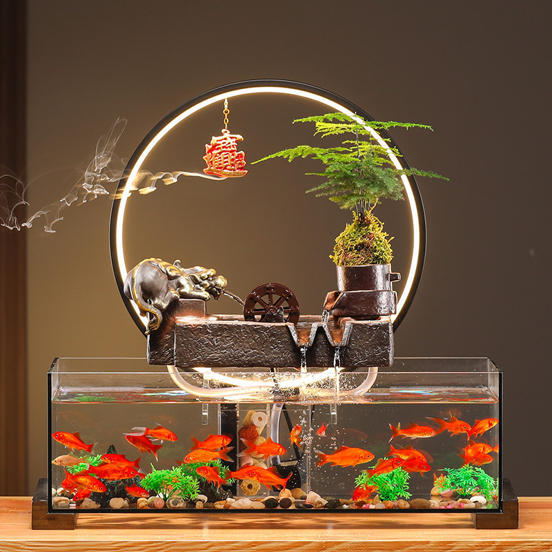 创意流水招财摆件室内客厅办公室装饰桌面循环水鱼缸开业乔迁礼品,家居饰品,流水摆件,淘宝优惠券,粉丝福利购,淘宝优惠卷