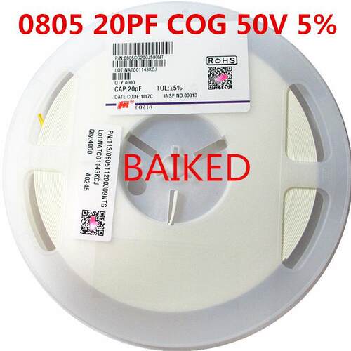 贴片电容0805CG200J500NT 20PF 5% 0805 C0G 50V 风华 4000只=1盘