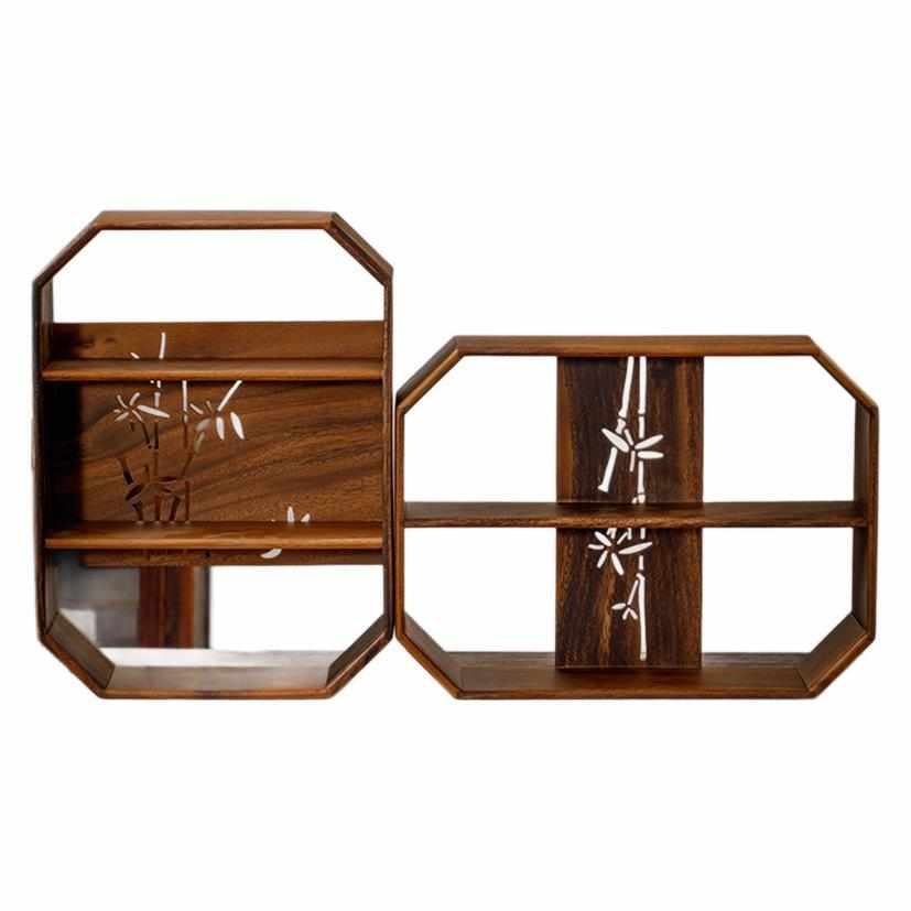 品缘黑胡桃桌面茶具多层实木茶架日式纸盒包装批发茶台禅意