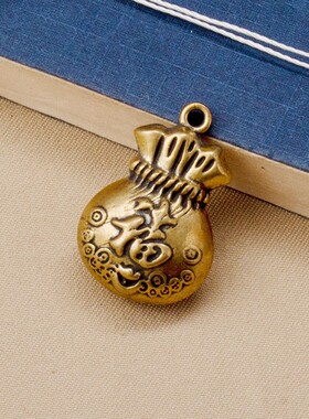 黄铜福字钱袋手工全铜钱袋葫芦金钱袋钥匙扣聚财挂件饰品礼品吊坠