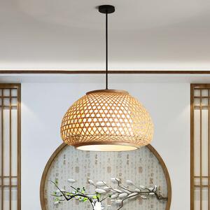 现代民宿竹编吊灯竹艺灯具中式餐厅吧台竹本色灯饰茶室藤编小吊灯